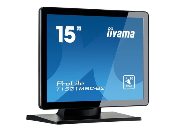 iiyama ProLite T1521MSC-B2 - LED-skjerm - 15" - berøringsskjerm - 1024 x 768 - TN - 370 cd/m² - 800:1 - 8 ms - HDMI, VGA - høyttalere - matt svart