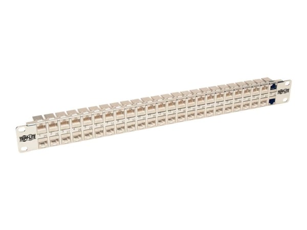 Eaton Tripp Lite Series 48-Port Cat6a Patch Panel Rackmount Shielded Feedthrough RJ45 1U - Koblingspanel - CAT 6a - STP - RJ-45 X 48 - 1U - 19" - T...