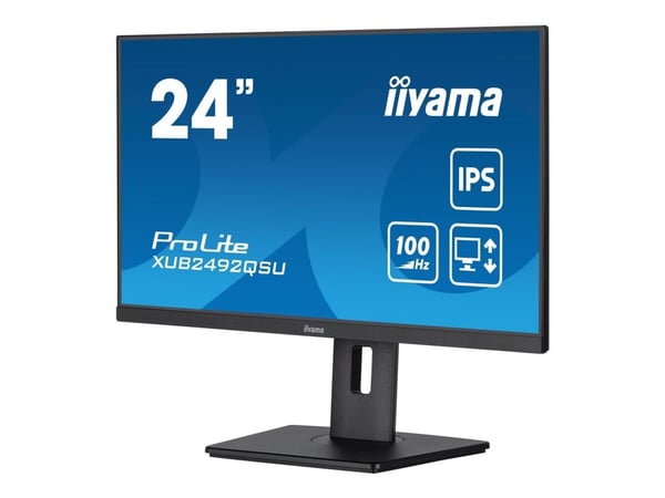 iiyama ProLite XUB2492QSU-B1 - LED-skärm - 24" - 2560 x 1440 WQHD @ 100 Hz - IPS - 300 cd/m² - 1000:1 - 0.5 ms - HDMI, DisplayPort - högtalare - sv...