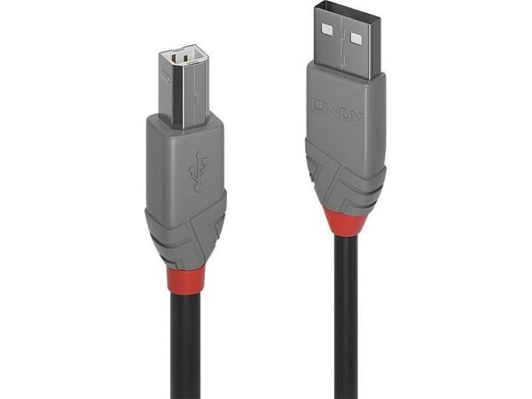 Lindy 36677, 10 m, USB A, USB B, USB 2.0, 0,48 Gbit/s, Svart, Grå, Rød