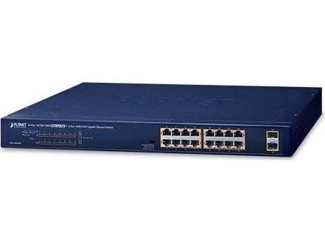 PLANET GSW-1820HP - Switch - 16 x 10/100/1000 (PoE+) + 2 x 1000Base-X SFP - rackmonterbar - PoE+ (240 W)