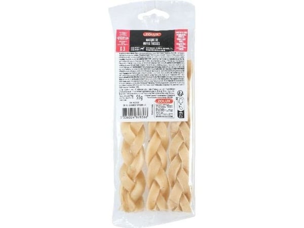 Zolux hundegodbiter – flette av tørket oksehud 3 stk., 55 g