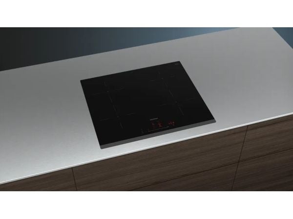 Siemens iQ100 EH631HEB1E - Induksjonskomfyrtopp - 4 plater - Nisje - bredde: 56 cm - dybde: 49 cm fasettert front, - uten ramme - svart
