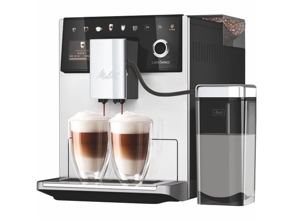 Melitta Latte Select, Espressokone, 1,8 L, Kahvipavut, Sisäänrakennettu jauhin, 1400 W, Hopea