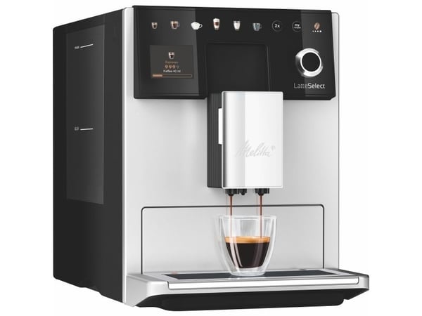 Melitta Latte Select, Espressokone, 1,8 L, Kahvipavut, Sisäänrakennettu jauhin, 1400 W, Hopea