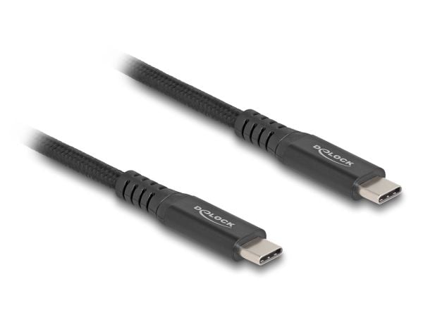 Delock USB 20 Gbps kaapeli USB Type-C uros uros PD 3.0 100 W E-Marker 1 m musta metallia