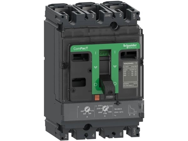 Schneider Electric ComPacT NSX250N, Koteloitu katkaisija, Tyyppi A, 50000 A, IP40