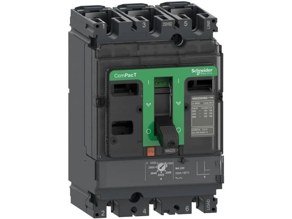 Schneider Electric ComPacT NSX250HB1, Moottorin suojakatkaisin, Tyyppi A, 75000 A, IP40