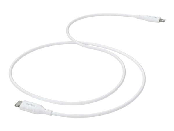 mophie essentials - USB-kabel - 24 pin USB-C (hann) til Lightning (hann) - 1 m - USB Power Delivery (60W) - hvit