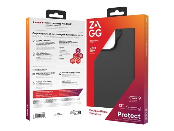 ZAGG Manhattan Snap - Baksidedeksel for mobiltelefon - MagSafe-samsvar - silikon - svart - for Apple iPhone 15 Pro Max
