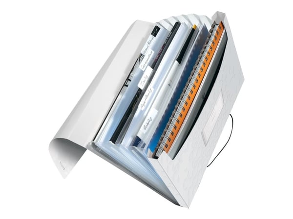 Leitz WOW - Dokumentmappe - kan utvides - 6 rom - 6 deler - for A4 (210 x 297 mm) - kapasitet: 250 ark - med fliker - hvit