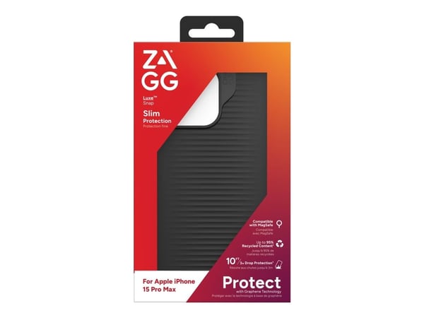 ZAGG Luxe - Baksidedeksel for mobiltelefon - MagSafe-samsvar - svart (snap) - for Apple iPhone 15 Pro Max