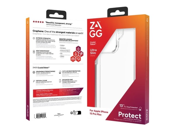 ZAGG Cases Crystal Palace Apple iPhone 15 Pro Max Clear EN/FR, Suojus, Apple, iPhone 15 Pro Max, 17 cm (6.7"), Läpinäkyvä