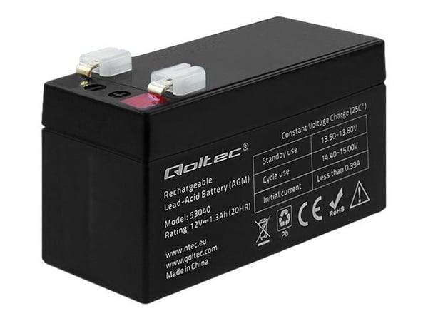 Qoltec - Batteri - AGM - blysyre - 1.3 Ah