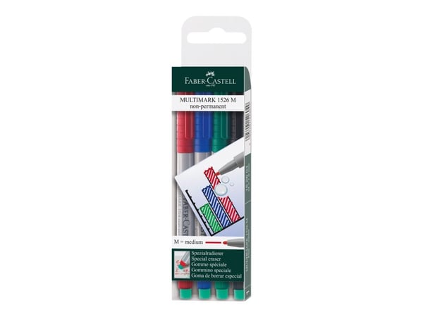 Faber-Castell MULTIMARK 1526 - Markør - ikke-permanent - 1 mm - medium - med viskelær (en pakke 4)