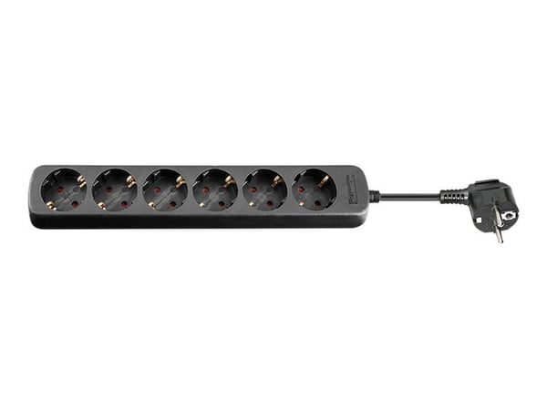goobay NK 600-150 CS - Tehonjakoyksikkö - AC 250 V - 3500 Watt - tulo: CEE 7/4 - lähtöliittimet: 6 - 1,5 m kaapeli - musta