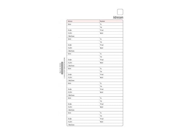 Chronoplan Midi - Adressebok - 96 x 172 mm - 16 ark - for P/N: 50105, 50106, 50108, 50166, 50168, 50170, 50174, 50175, 50184, 50833