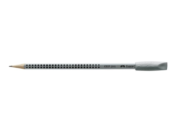 Faber-Castell GRIP 2001 - Hetteviskelær - grå (en pakke 2)