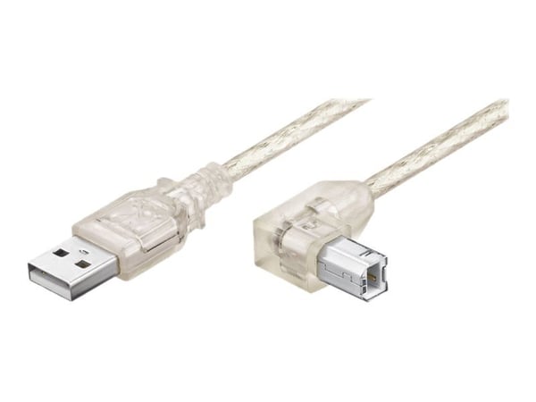 goobay - USB-kabel - USB-type B (P) til USB (P) - USB 2.0 - 50 cm - 90° kontakt - gjennomsiktig goobay - USB-kabel - USB-type B (P) til USB (P) - USB 2.0 - 50 cm - 90° kontakt - gjennomsiktig