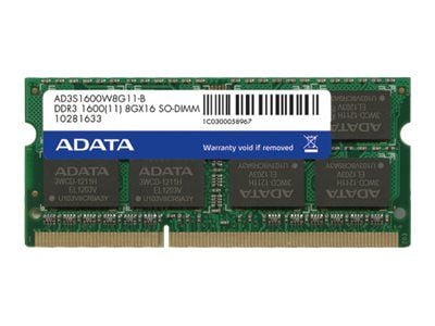 ADATA Premier Series - DDR3L - modul - 8 GB - SO DIMM 204-pin - 1600 MT/s / PC3L-12800 - CL11 - 1.35 V - ej buffrad - icke ECC