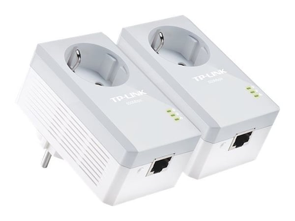 TP-Link TL-PA4010PKIT AV500+ Powerline Kit with AC Pass Through - Strømlinjeadaptersett HomePlug AV (HPAV) - veggpluggbar (en pakke 2)