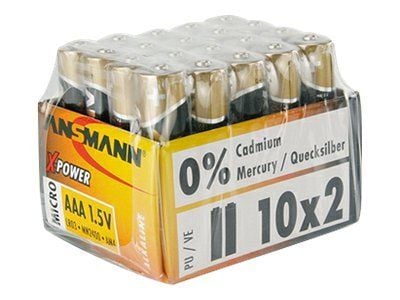 Ansmann X-Power Micro AAA, Kertakäyttöinen akku, Alkali, 1,5 V, 2 kpl, Musta, Kulta, 44,5 mm