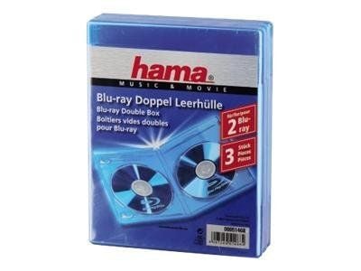 Hama Blu-ray Disc Double Jewel Case - Oppbevarings-Blu-ray Disc-cover - kapasitet: 2 Blu-ray-plater - blå (en pakke 3)