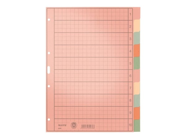Leitz - Inndeler - 10 deler - for A4 (210 x 297 mm) - med fliker - multifarge