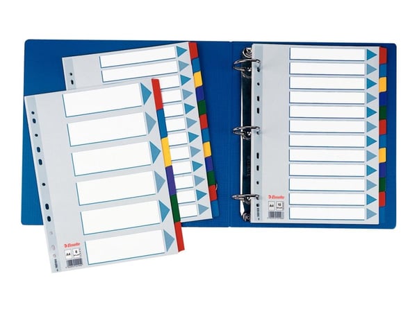 Esselte - Inndeler - 6 deler - for A4 (210 x 297 mm) - med fliker - hvit