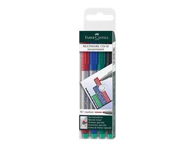 Faber-Castell MULTIMARK 1526 - Markør - ikke-permanent - 1 mm - medium - med viskelær (en pakke 4)