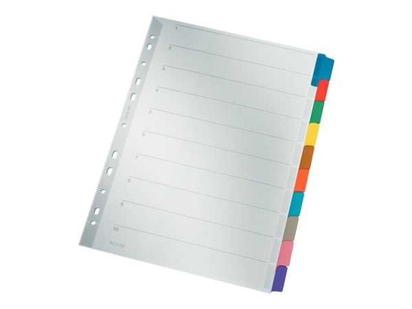 Leitz - Inndeler - 10 deler - fortrykt: 1-10 - for A4 (210 x 297 mm) - kapasitet: 10 ark - med fliker
