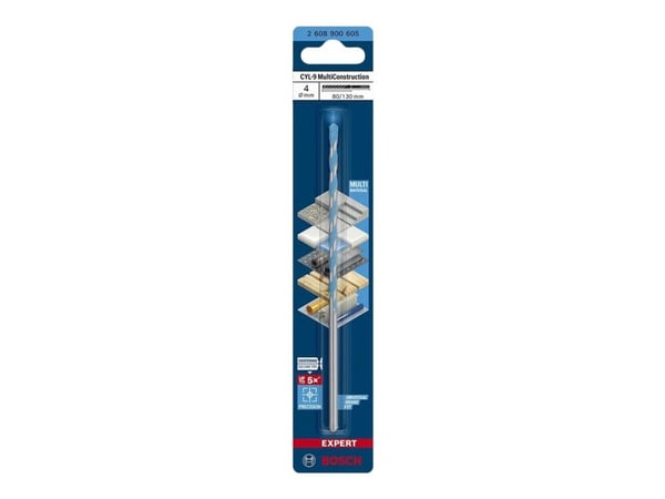Bosch Expert CYL-9 MultiConstruction - Bor - for betong, plast, stål, bløtt tre, soft tile, multimaterial - 4 mm - cylindrical - lengde: 130 mm
