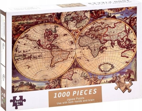 Jokomisiada Puzzle antiikki vanha SWIATA KARTTA 1000 palaa ZA3963