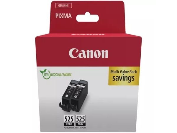 Canon PGI-525PGBK Twin Pack - 2-pack - 19 ml - svart - original - blekkbeholder - for PIXMA iP4950, iX6550, MG5250, MG5350, MG6150, MG6250, MG8150,...