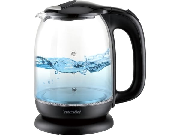 Mesko vattenkokare MS 1302b, 2200 W, 1,7 L, glas, 360° roterande bas, svart