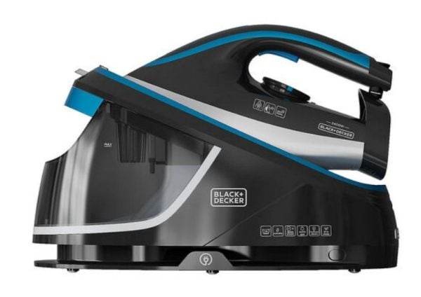 Black & Decker BXSS2401E, 2400 W, Keramisk strykesåle, 5 stang, 1,5 l, 200 g/min, Sort, Blå, Hvit