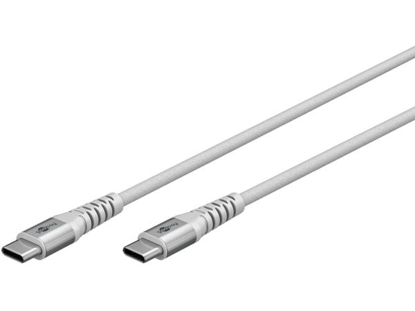 Goobay KAB USB-C (ST-ST) 2 m tilkoblingskabel tekstiljakke hvit, 2 m, USB C, USB C, USB 2.0, 480 Mbit/s