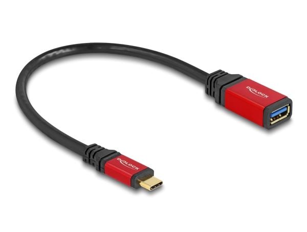 DeLOCK 60172, 0,15 m, USB C, USB A, USB 3.2 Gen 2 (3.1 Gen 2), 10 Gbit/s, musta, Punainen