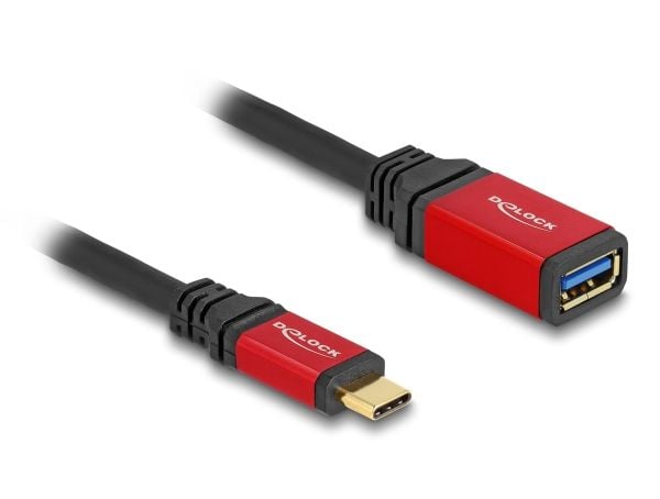DeLOCK 60172, 0,15 m, USB C, USB A, USB 3.2 Gen 2 (3.1 Gen 2), 10 Gbit/s, musta, Punainen