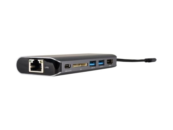 Kramer Electronics KDock-2, Langallinen, USB 3.2 Gen 1 (3.1 Gen 1) Type-C, 100 W, 10,100,1000 Mbit/s, Musta, Hopea, SD