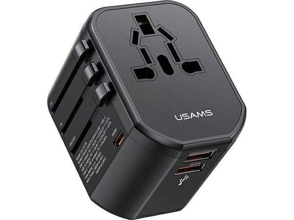 Nätladdare USAMS T59 (US/AU/EU/UK) 20W 4-i-1: 2xUSB + 1xUSB-C