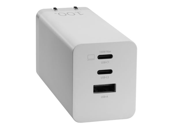 ASUS AC100-02 - Strømadapter - GaN-teknologi - 100 watt - 5 A - Apple Fast Charge, Fast Charge, PD 3.0, QC 4.0 - 3 utgangskontakter (USB, 2 x USB-C...