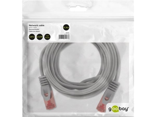 Nätverkskabel CAT 6, U/UTP, grå