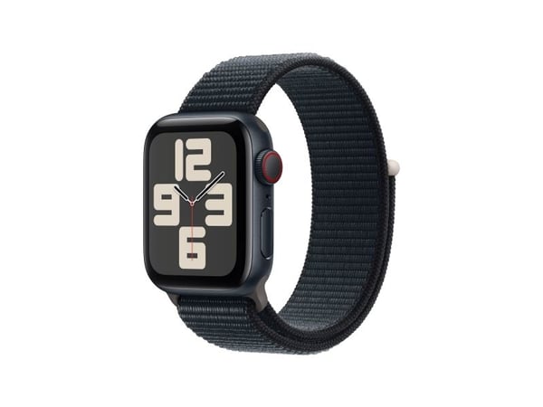 Apple Watch SE (GPS + Cellular) - 2. generasjon - 40 mm - midnattsaluminium - smartklokke med sportssløyfe - vevet nylon - midnatt - håndleddstørre...