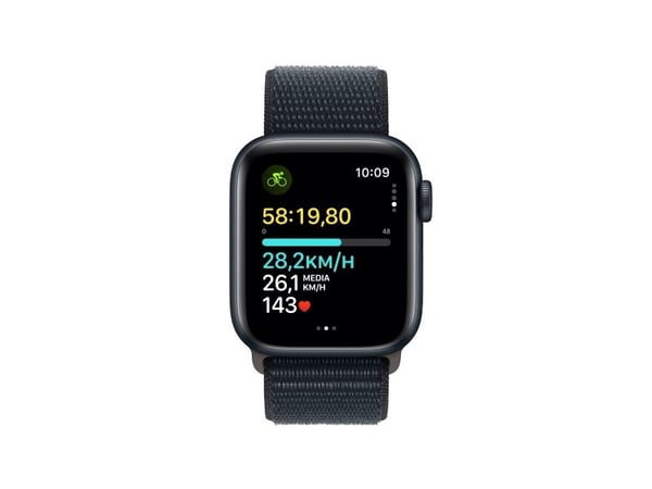 Apple Watch SE (GPS + Cellular) - 2. generasjon - 40 mm - midnattsaluminium - smartklokke med sportssløyfe - vevet nylon - midnatt - håndleddstørre...