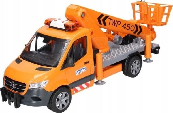 Bruder Mercedes-Benz Sprinter med arbejdsplatform og lys & lyd legetøj