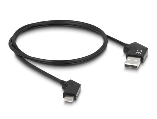 Delock - USB-kabel - USB (hann) vinklet til 24 pin USB-C (hann) vinklet - USB 2.0 - 20 V - 3 A - 1.2 m - Rask lading, rotatable plugs - svart
