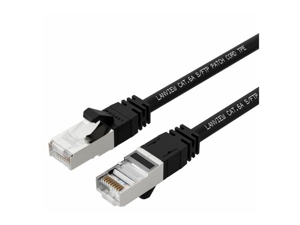 Lanview SmartClick - Nettverkskabel - RJ-45 (hann) til RJ-45 (hann) - 3 m - 5 mm - S/FTP - CAT 6a - halogenfri, formstøpt, uten hindringer, 10 Giga...