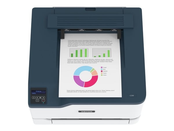 Xerox C230 - Skriver - farge - laser - 216 x 340 mm - 600 x 600 dpi - inntil 22 spm (mono) / inntil 22 spm (farge) - kapasitet: 250 ark - USB 2.0, ...