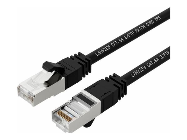 Lanview SmartClick - Nettverkskabel - RJ-45 (hann) til RJ-45 (hann) - 15 m - 5 mm - S/FTP - CAT 6a - halogenfri, formstøpt, uten hindringer, 10 Gig...